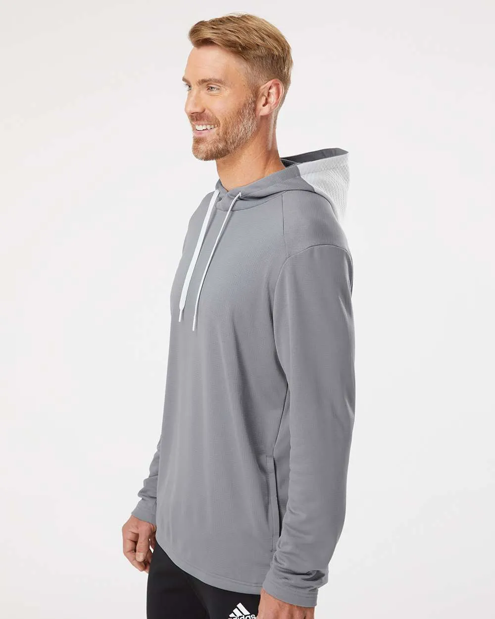 Adidas Textured Mixed Media Hooded Sweatshirt A530