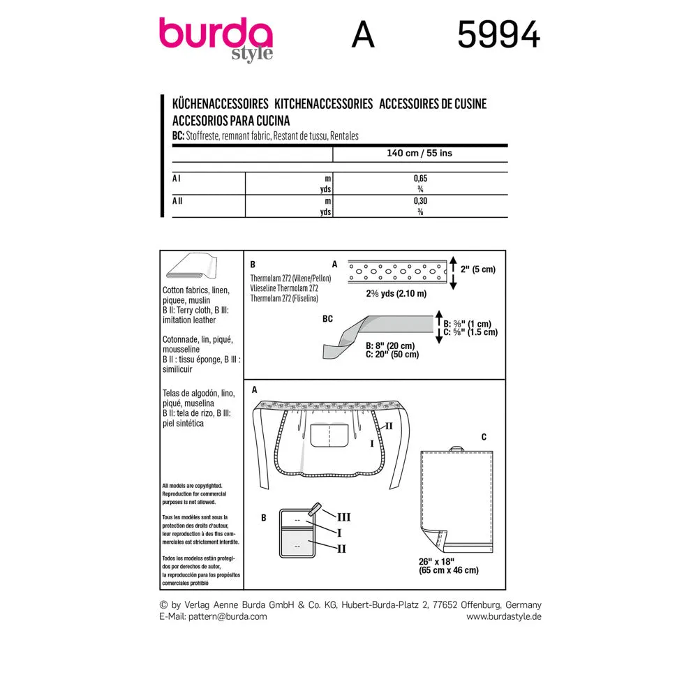 BURDA - 5994 Kitchen Accessories