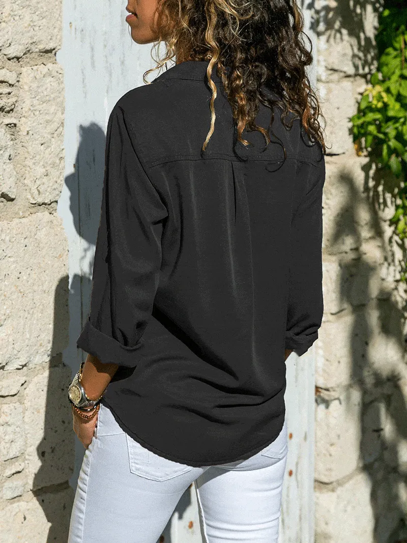 Casual Long Sleeve Top with Pockets