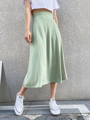 Casual Plain High Waist Midi Women Skirts