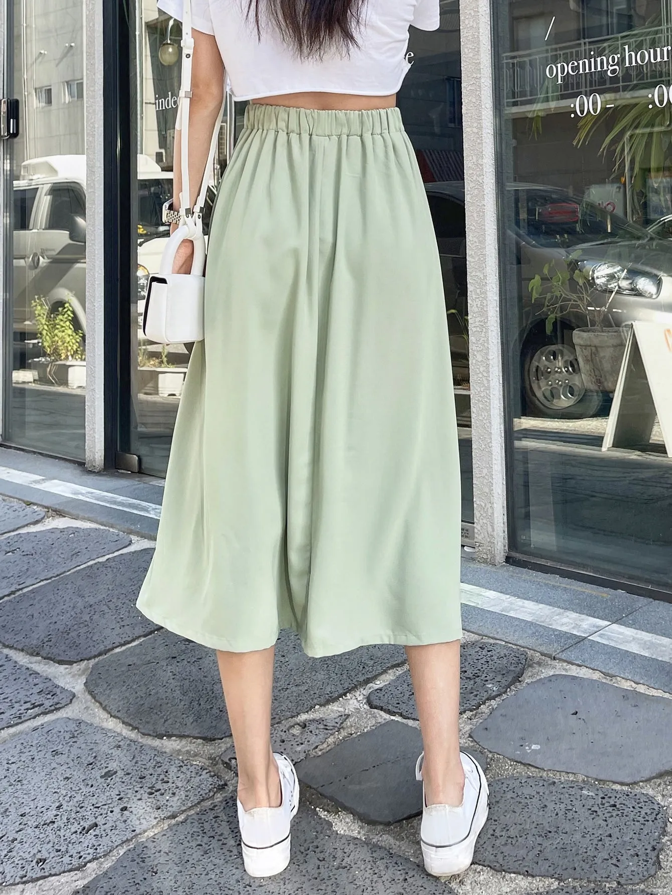 Casual Plain High Waist Midi Women Skirts