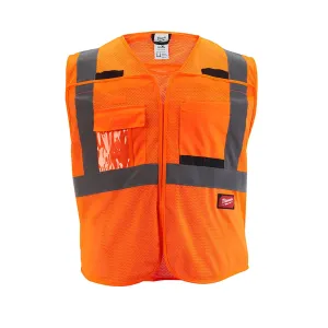 Class 2 Breakaway High Visibility Orange Mesh Safety Vest - 2XL/3XL