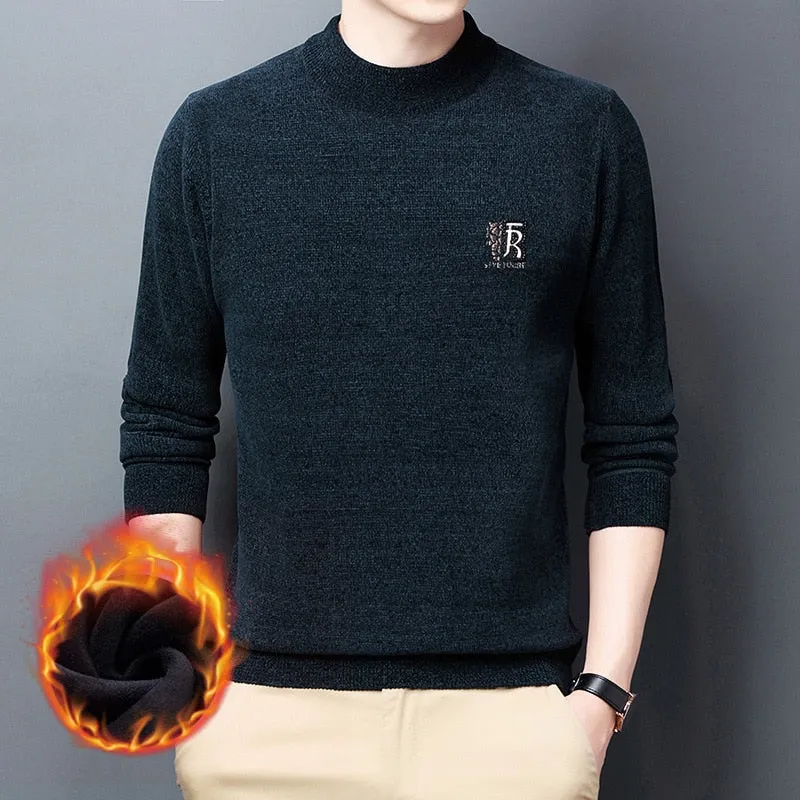 Fleece Chenille Sweater Knit Half Turtleneck Thick Warm Base Casual Sweaters