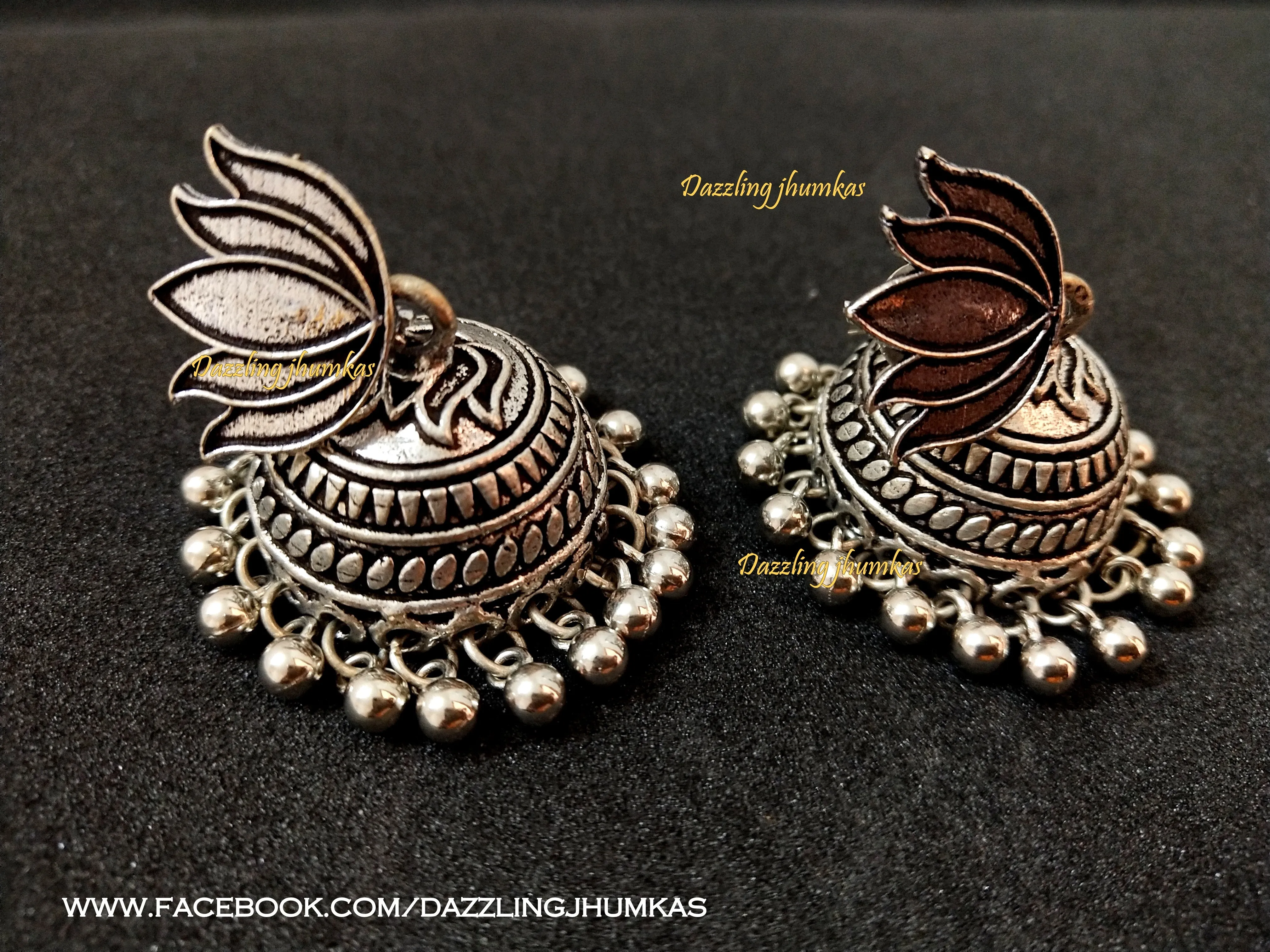 German Silver Lotus Jhumkas 2