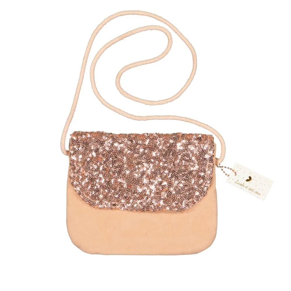Girl's Handbag - Velvet & Pink sequins