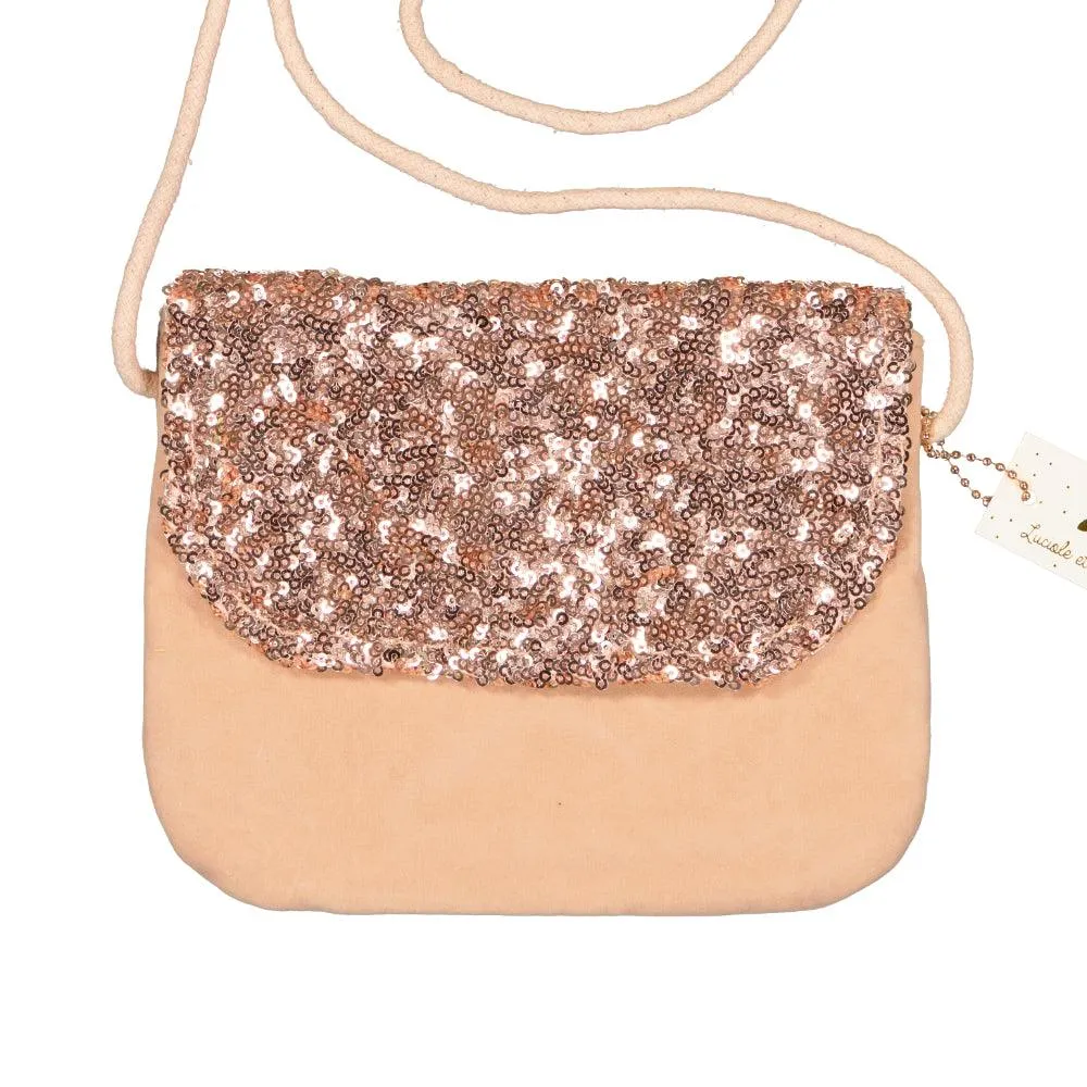 Girl's Handbag - Velvet & Pink sequins