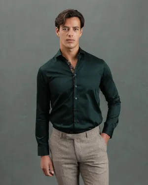 Green Sateen Shirt with Paisley Accents