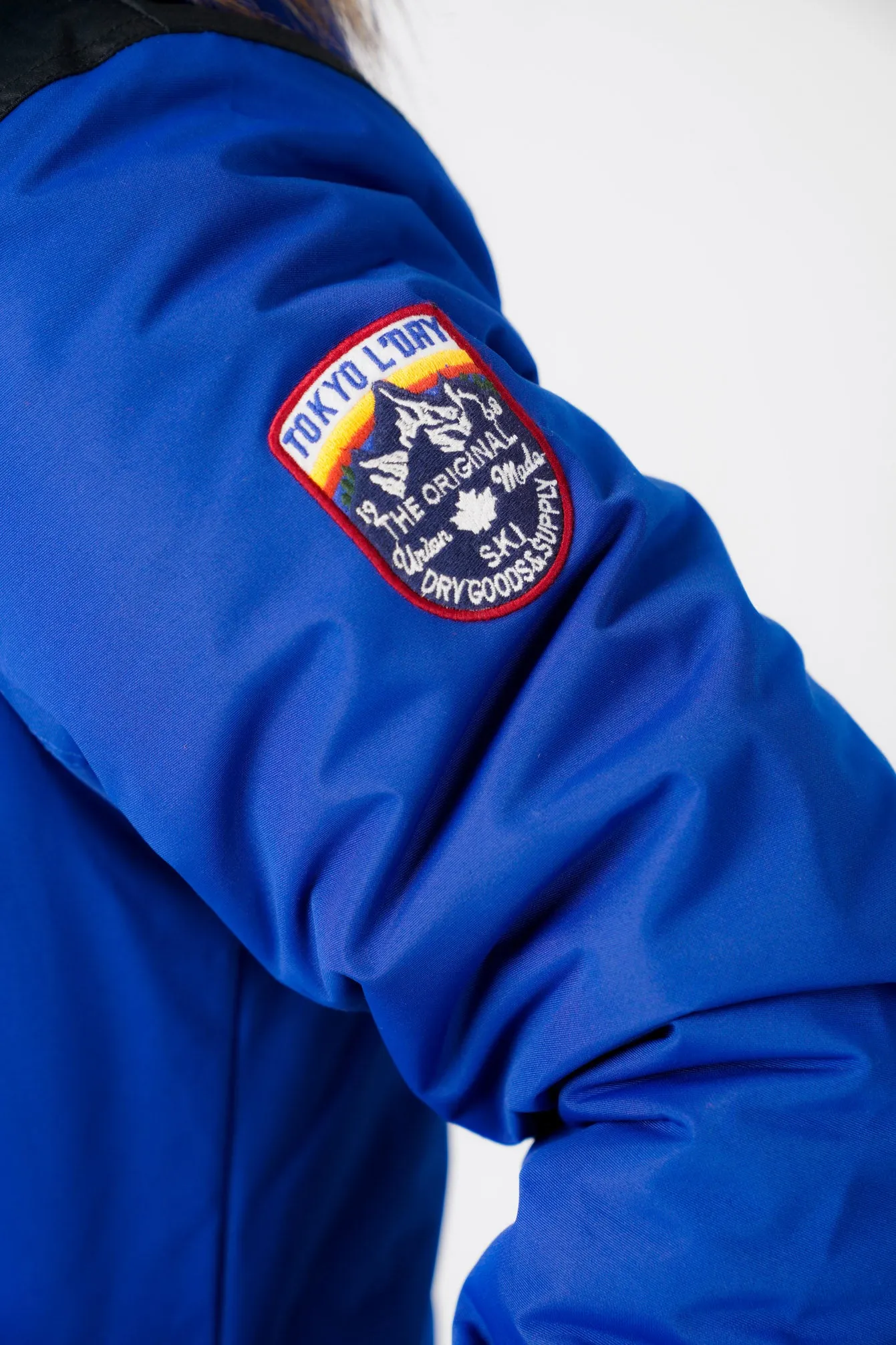 Haakon Colour Block Utility Parka Coat with Faux Fur Lined Hood in Sodalite Blue - Tokyo Laundry
