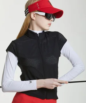 Holly Punched Cap Sleeve Vest - Black