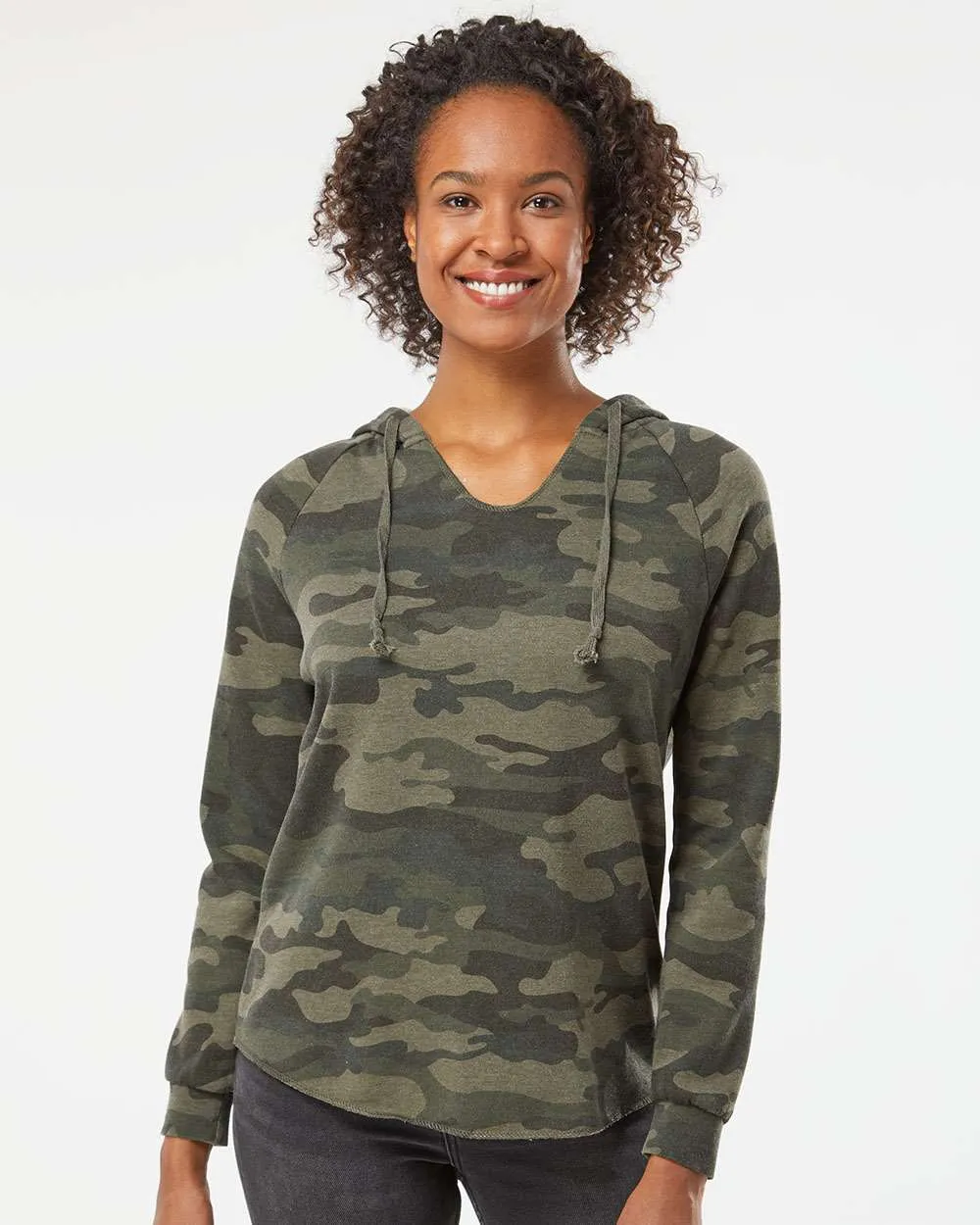 Independent Trading Co. Women’s Lightweight California Wave Wash Hooded Sweatshirt PRM2500