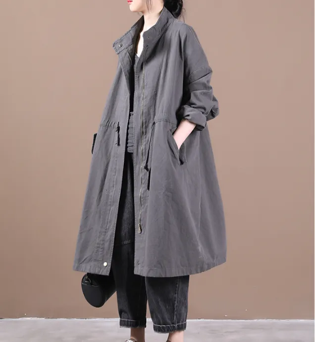 Long Women Cotton Tops Women Coat Long Sleeves Loose Style H9505