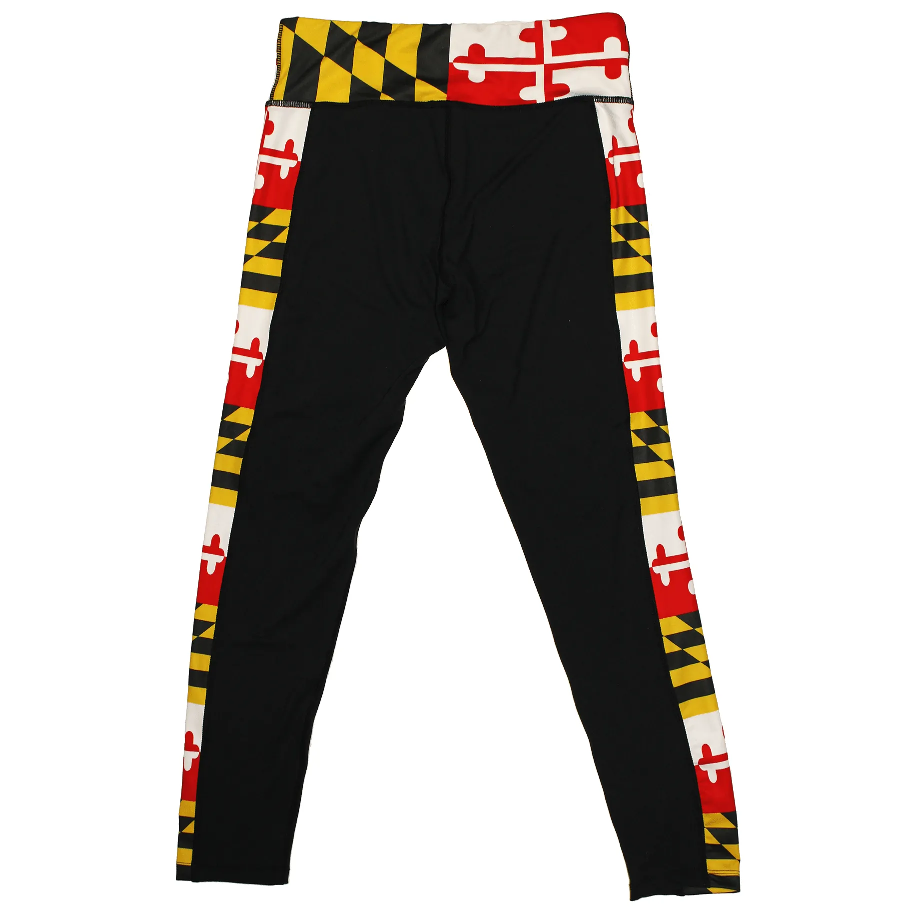Maryland Flag Sides (Black) / Yoga Leggings