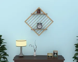 Metallic Twist 2-Tier Decorative Solid Wood Storage Shelf (Golden )