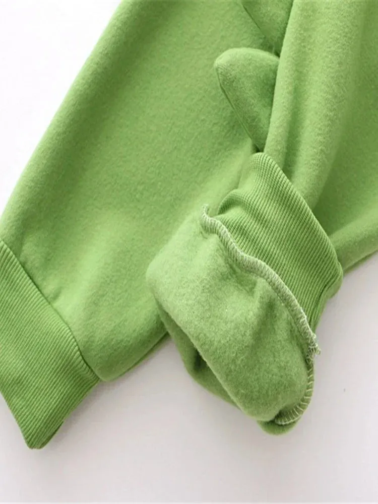 Metaversmall Women Dinosaur Sweatshirts Hooded Warm Fleece Hoodies Pullovers With Horns Harajuku  Girls Teens Green Hoodie