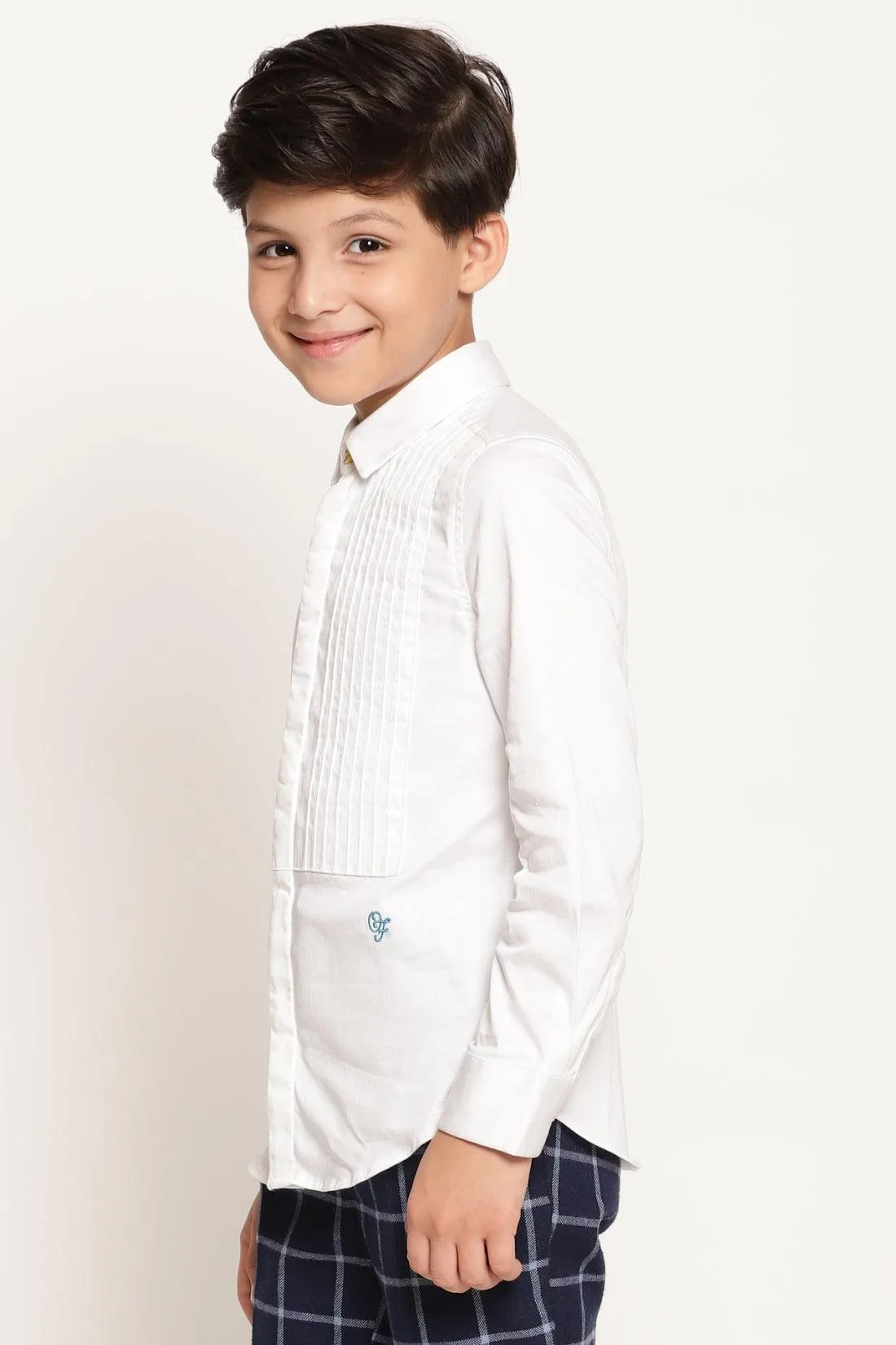 One Friday White Solid Shirt