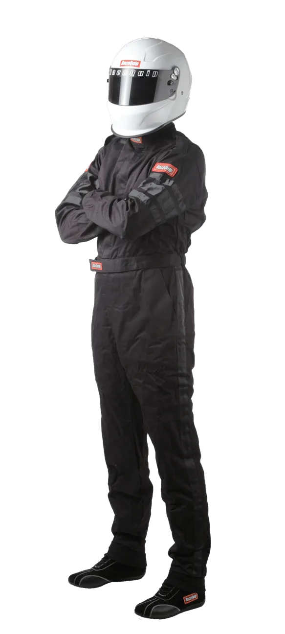 RaceQuip One Piece Single Layer Fire Suit - Black - Large - 110005