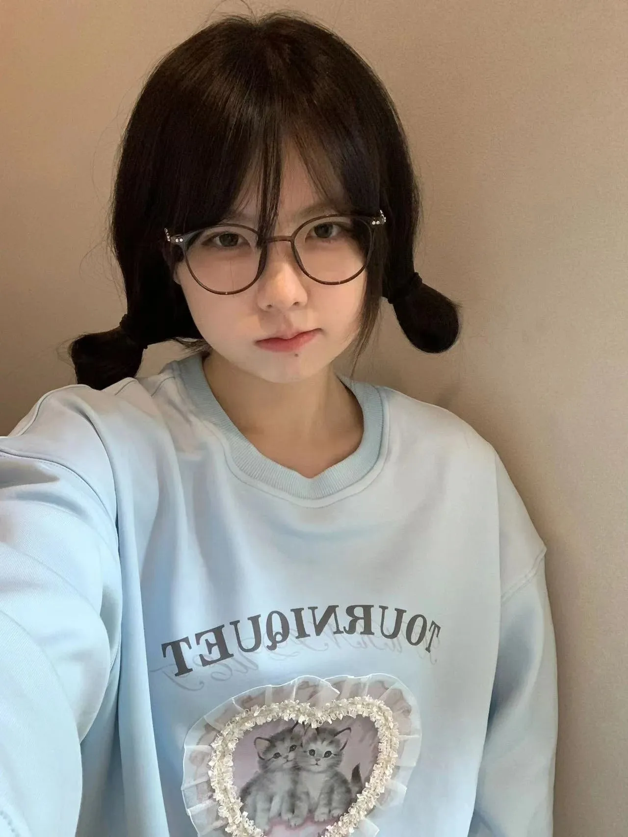 Solid Color Loose Simple Casual Female Hoodies Fashion Letter Printing Chic O-neck Pullovers Basic Women Hoodies Sky Blue