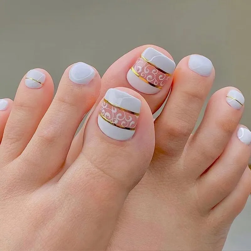 Stylish 24pcs Press on Toe Nails