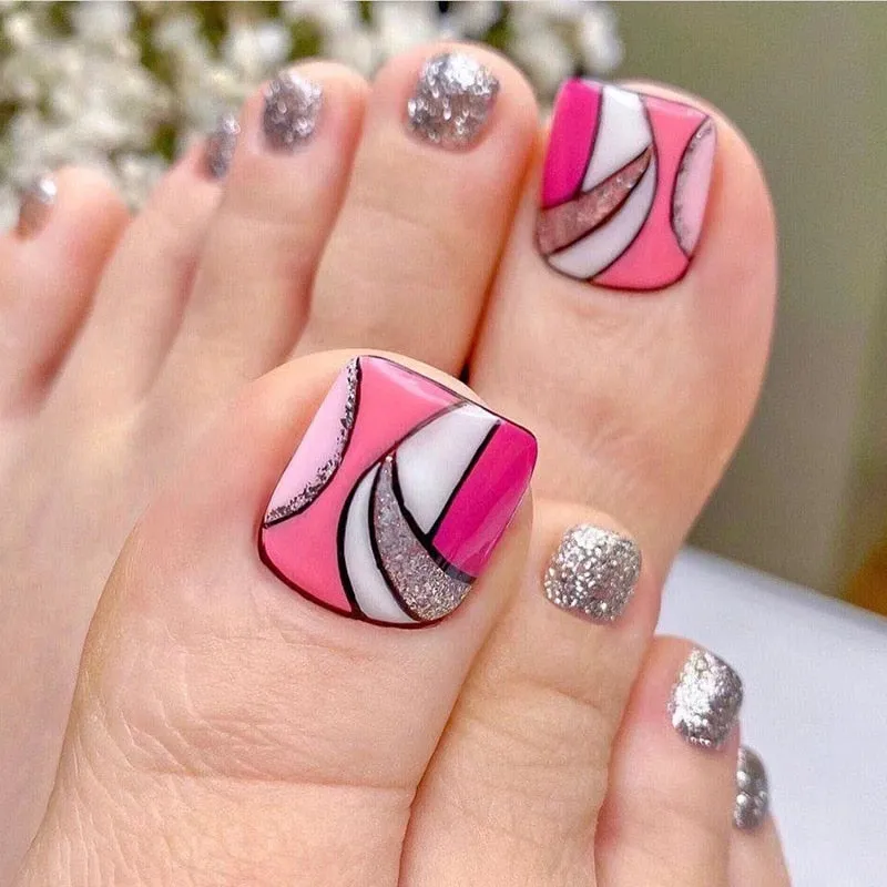 Stylish 24pcs Press on Toe Nails