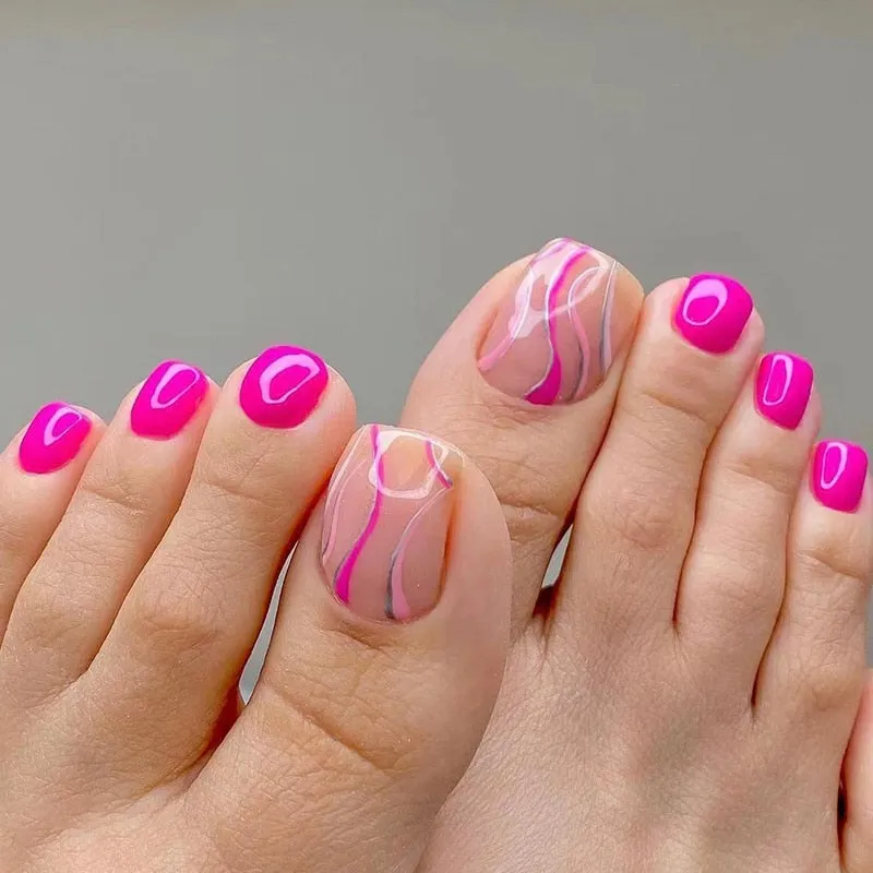 Stylish 24pcs Press on Toe Nails