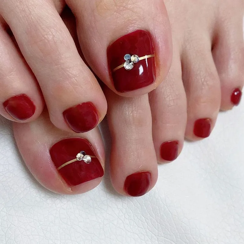 Stylish 24pcs Press on Toe Nails