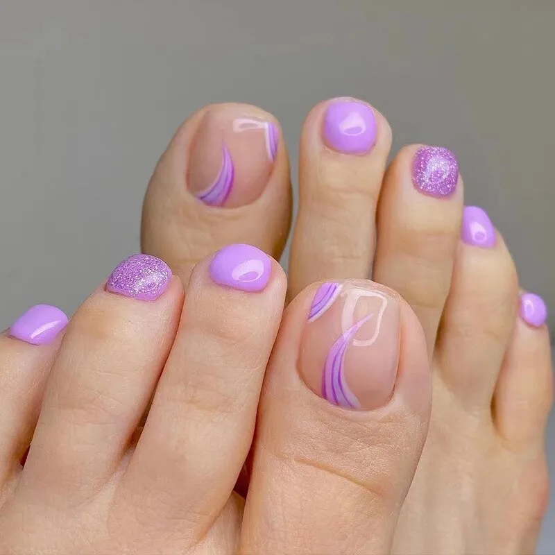 Stylish 24pcs Press on Toe Nails