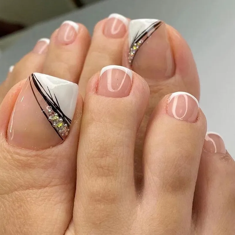 Stylish 24pcs Press on Toe Nails