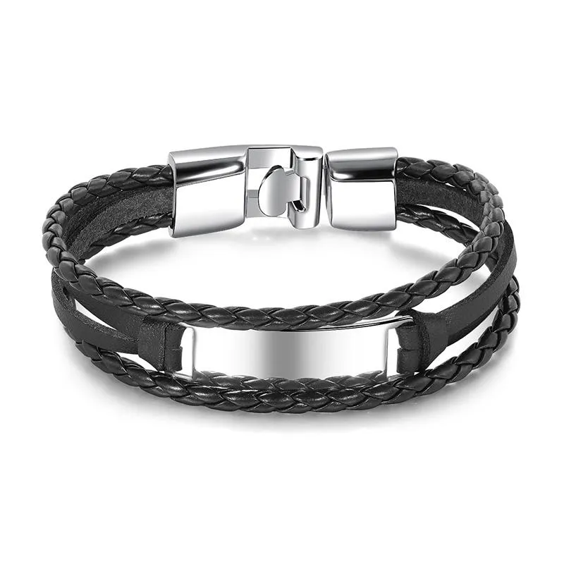 Stylish Braided Leather Bracelet 97940525YM