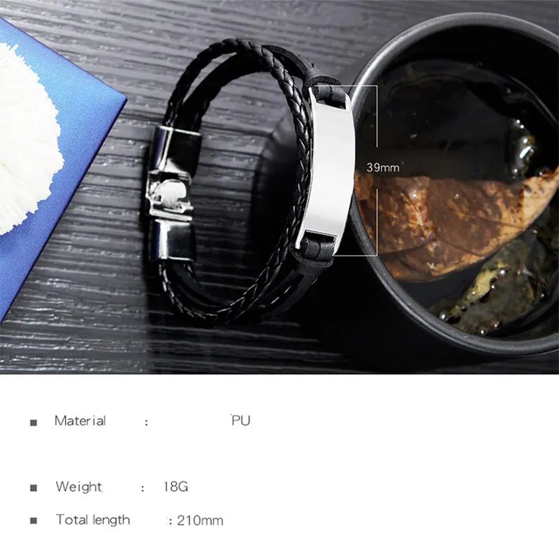 Stylish Braided Leather Bracelet 97940525YM