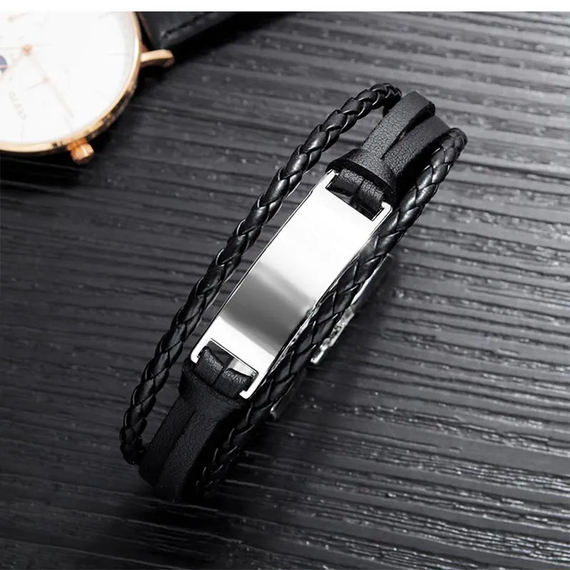 Stylish Braided Leather Bracelet 97940525YM