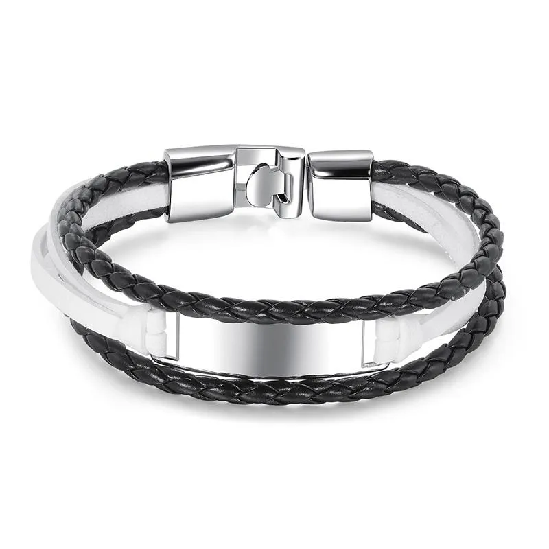 Stylish Braided Leather Bracelet 97940525YM