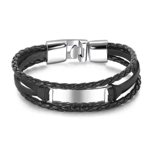 Stylish Braided Leather Bracelet 97940525YM