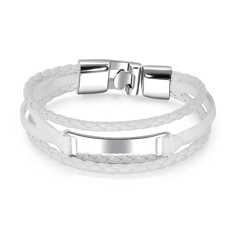 Stylish Braided Leather Bracelet 97940525YM