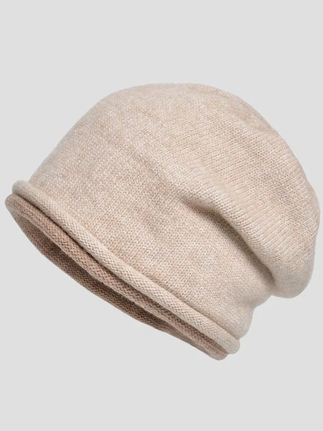 Stylish Constract Trim Ear Covers Knitted Slouchy Hat