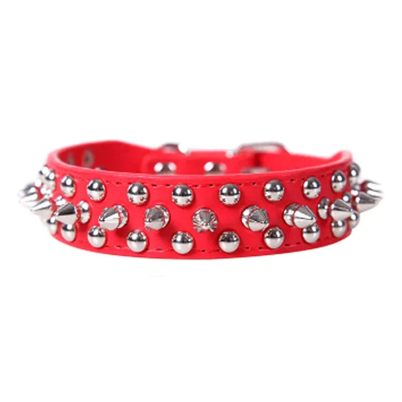 Stylish Leather Dog Collar with Punk Rivets