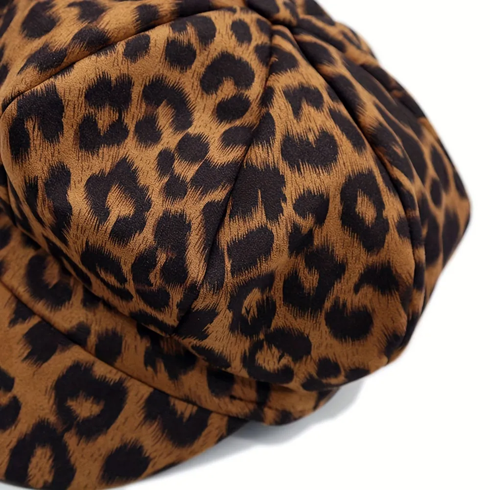 Stylish Leopard Print Beret Hat