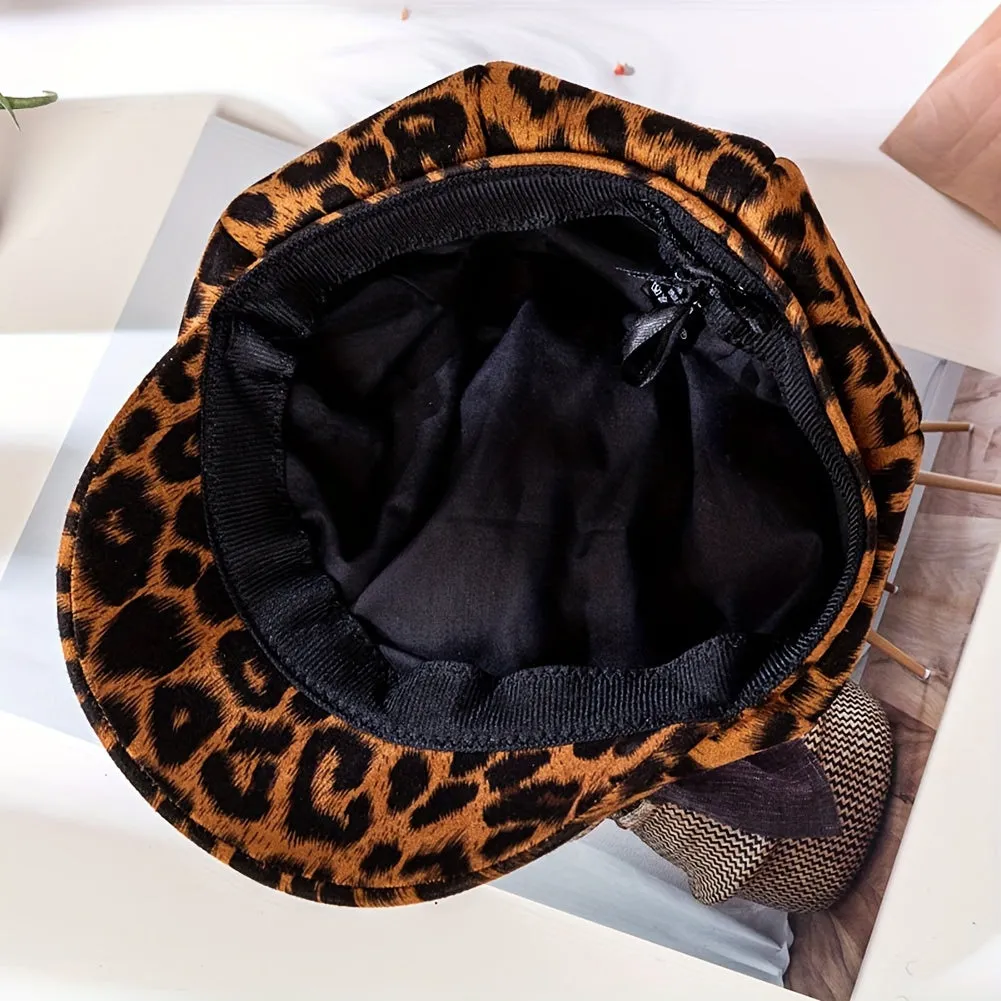 Stylish Leopard Print Beret Hat