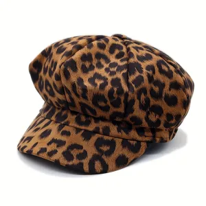 Stylish Leopard Print Beret Hat
