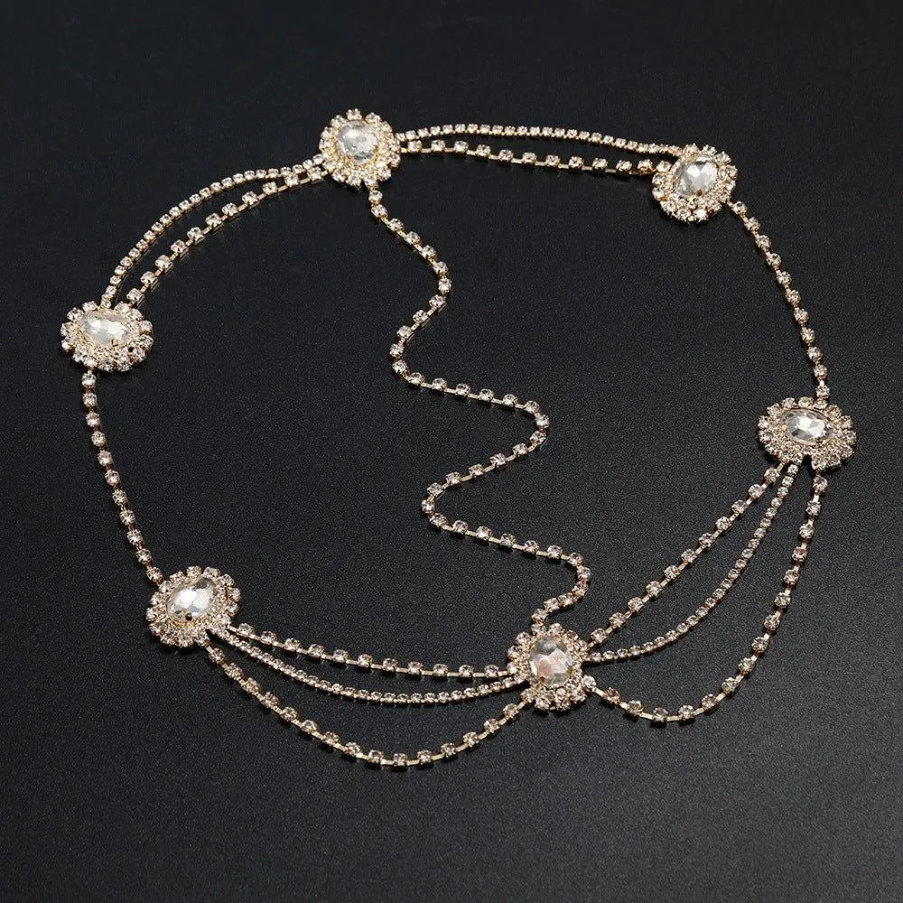Stylish Multi-layered Rhinestone Tassel Forehead Headpiece(MAC151)