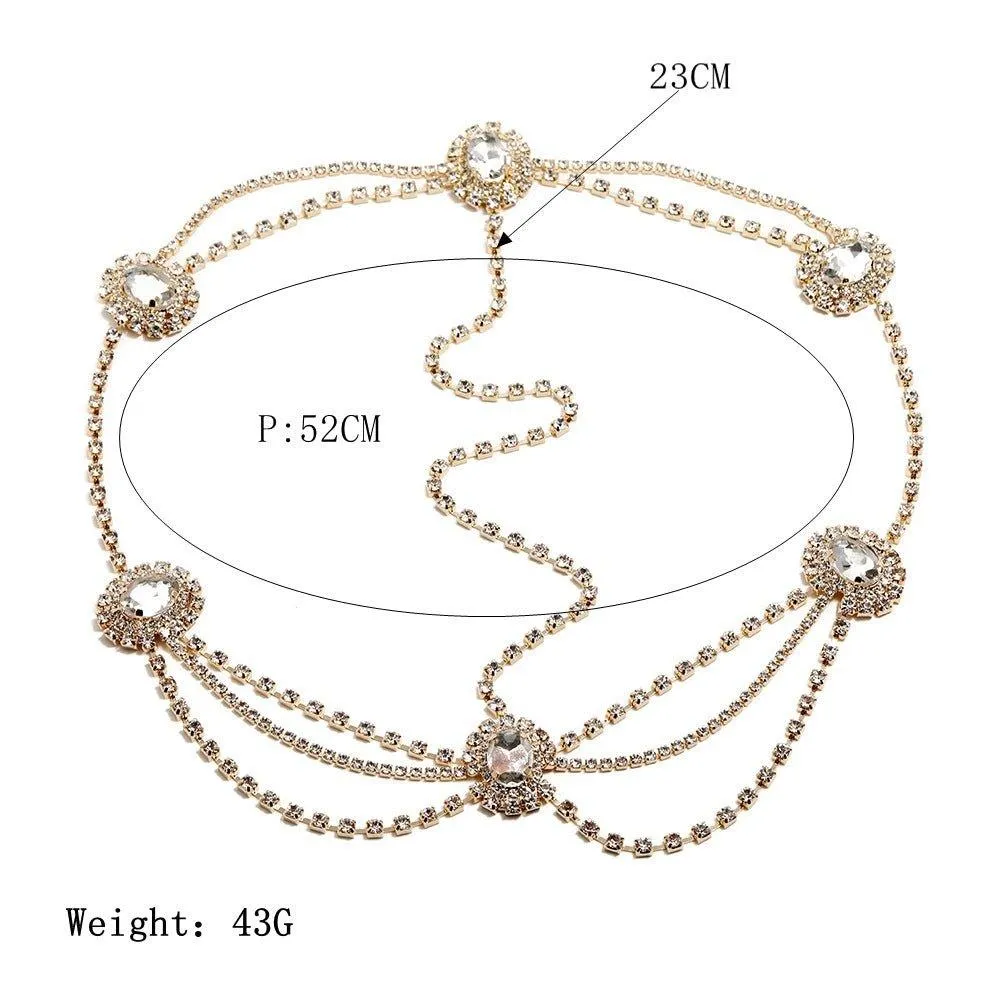 Stylish Multi-layered Rhinestone Tassel Forehead Headpiece(MAC151)