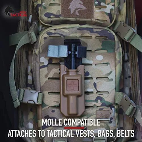 WOLF TACTICAL Molle Tourniquet Holder for Duty Belt – TQ Holder for CAT Tourniquets – Rigid Case Holster for Law Enforcement, Police Belt Tourniquets
