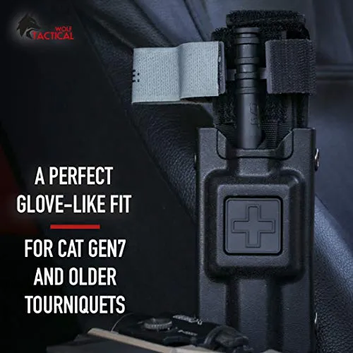 WOLF TACTICAL Molle Tourniquet Holder for Duty Belt – TQ Holder for CAT Tourniquets – Rigid Case Holster for Law Enforcement, Police Belt Tourniquets