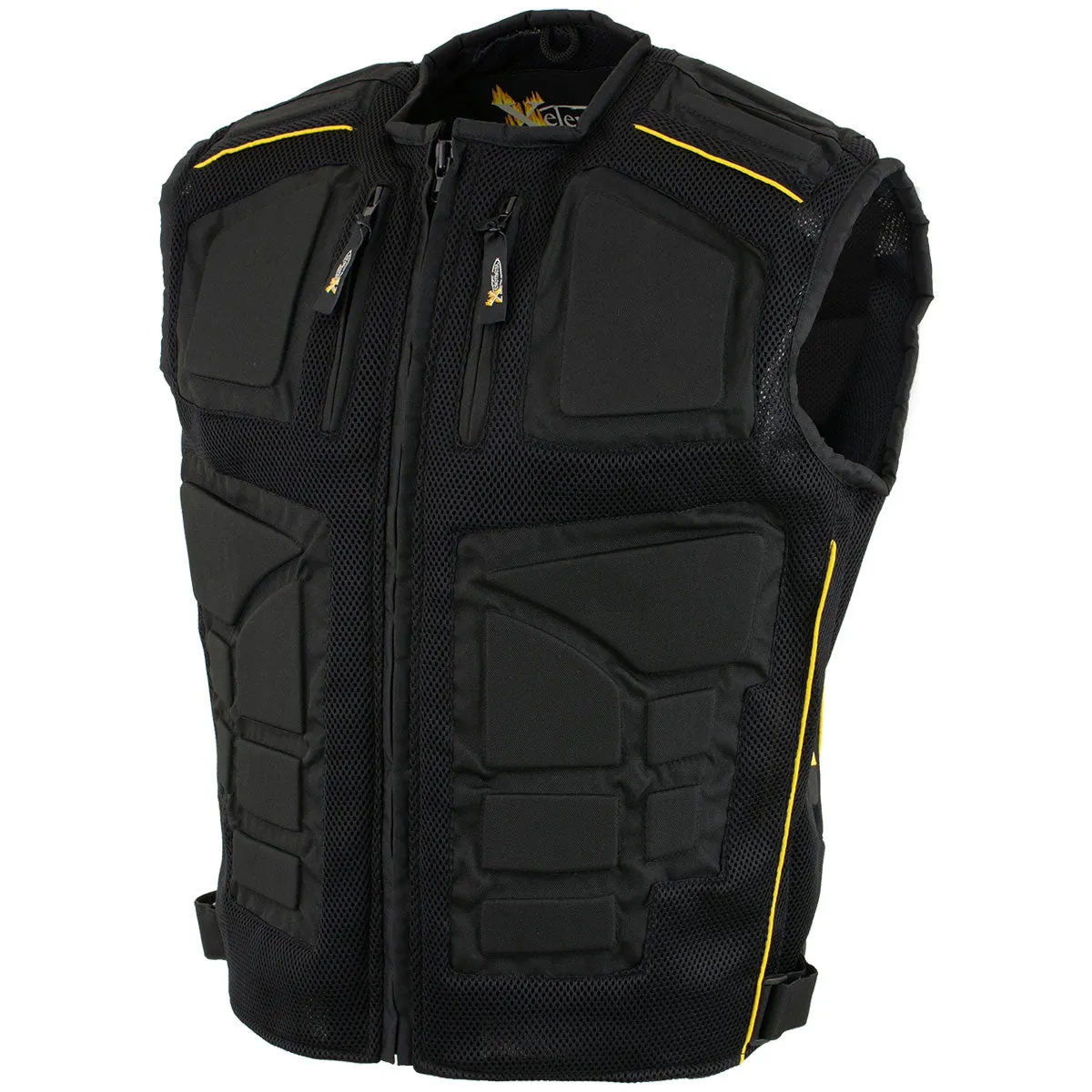 Xelement CF244 Men's 'Delta' Black Padded Tri-Tex Fabric and Mesh Vest